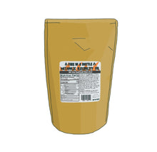 Load image into Gallery viewer, illustration of a bag full of stearic acid, with the text "Fire In A Bottle- Metabolic Flexibility Oil" on a sticker with nutrition facts and flame designs.